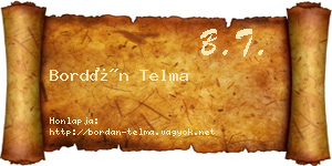 Bordán Telma névjegykártya